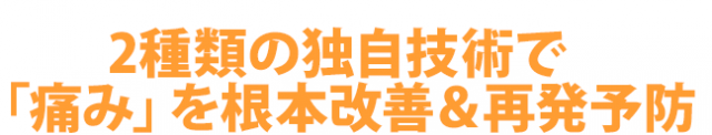 2種類の独自技術で「痛み」を根本改善&再発予防